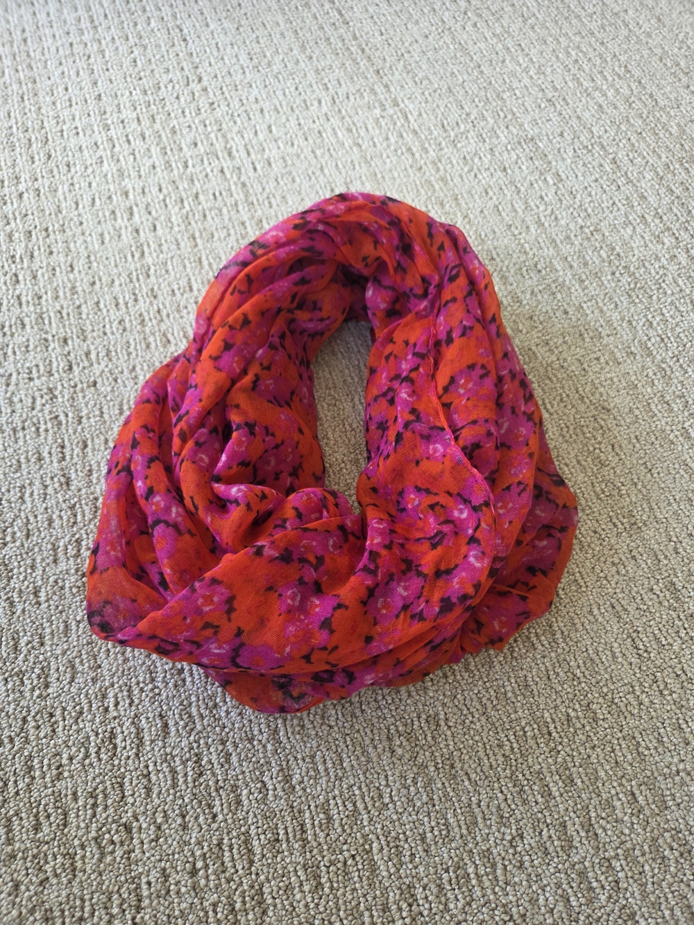 Charlotte Russe Pink and Red Floral Infinity Scarf